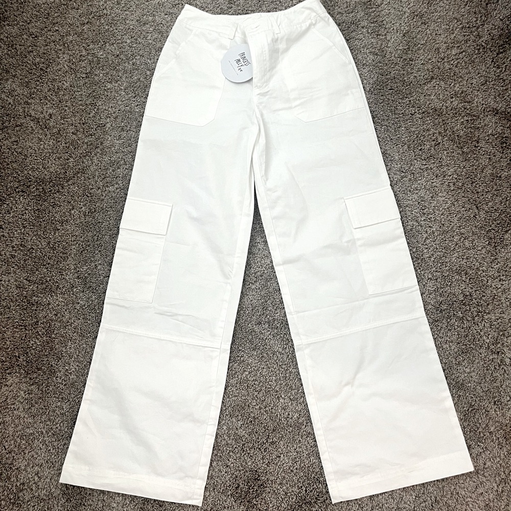Fallout Mid Rise Cargo Pants White